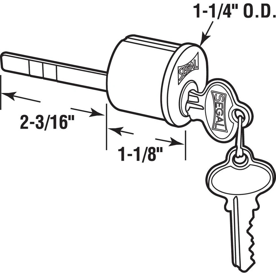 Segal SE 70007 Replacement Lock Cylinder, 1-3/16 In., Solid Brass, Brushed Brass gallery