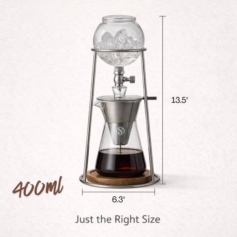 Iced Coffee Cold Brew Drip Coffee Maker Stainless Steal 400mL Borosilicate Glass gallery