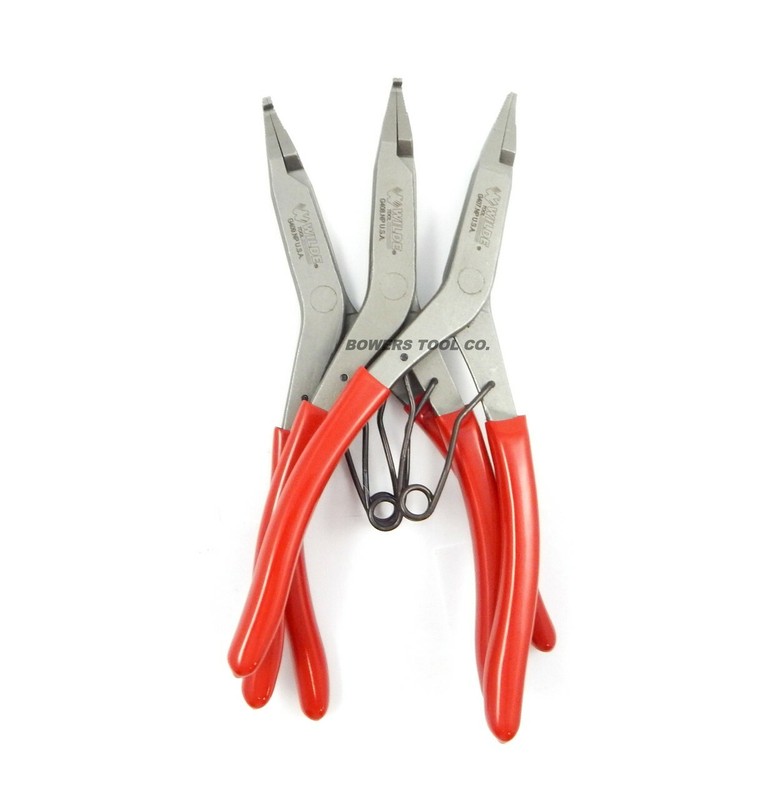 Wilde Lock Ring Pliers Set 3pc Straight Right Angle Thin Bent Curved 9" USA Made gallery
