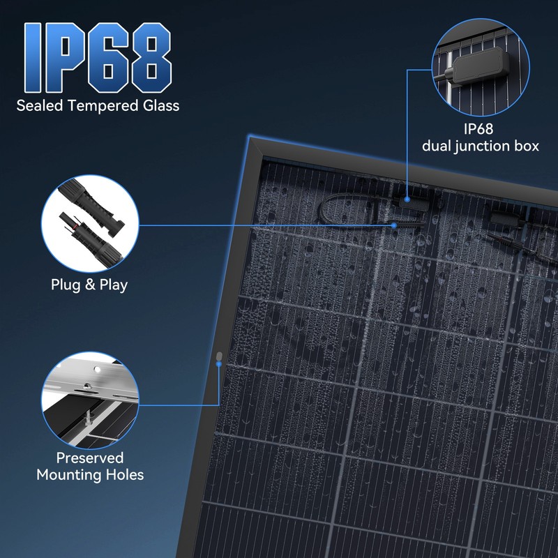 2Pack 200W（400W）N-Type 18BB Bifacial Solar Panel Mono Cell Off Grid Roof RV Boat gallery