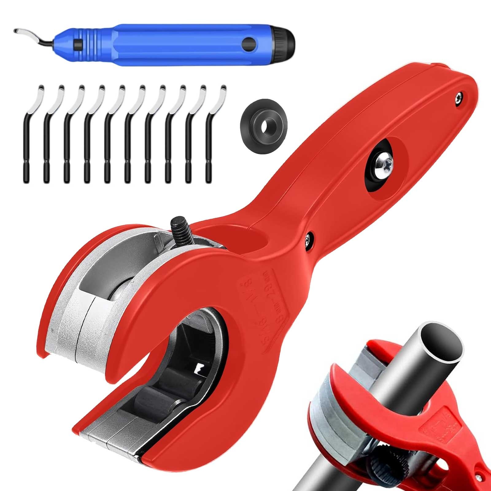 Ratcheting Tubing Pipe Cutter & Deburring Tool for Copper PVC HVAC Auto Repair gallery