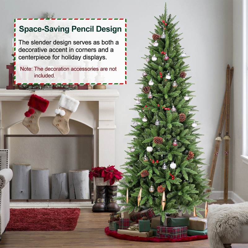 4-9ft Aritificial Skinny Christmas Tree Premium Pencil Xmas Tree PE&PVC Branches gallery