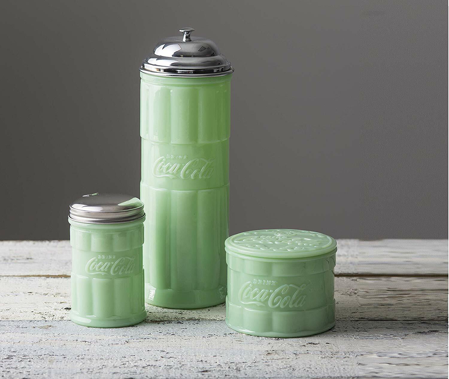TableCraft Coca-Cola / Coke Jadeite Green Glass Salt Cellar / Box gallery