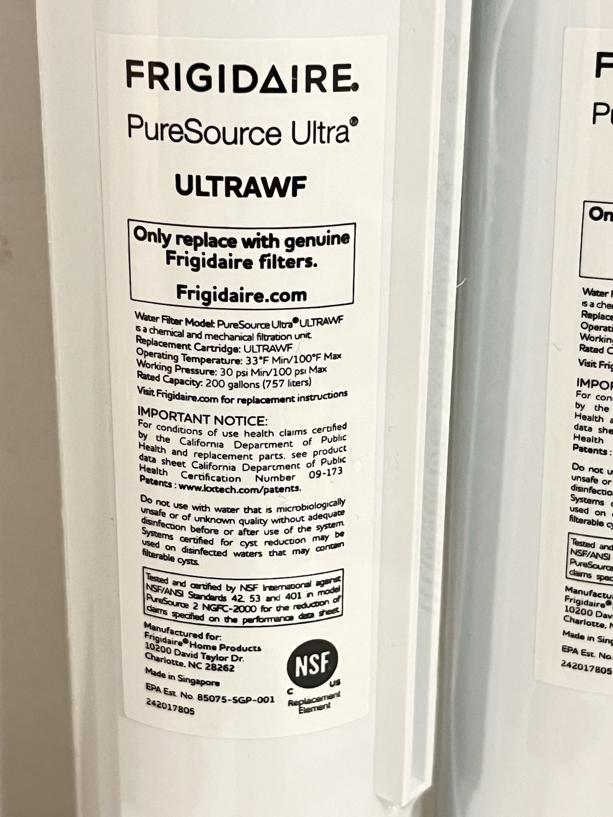 2 Pack ULTRAWF Frigidaire Ultra PureSource Refrigerator Water Filter New gallery