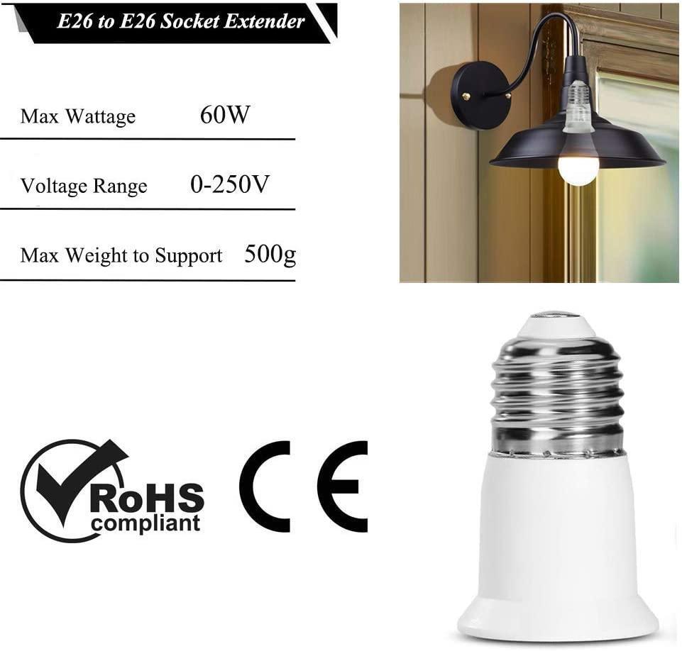 Light Bulb Socket Extender E26/E27 Screw In Adapter 3cm 1.4 inch Extension Base gallery