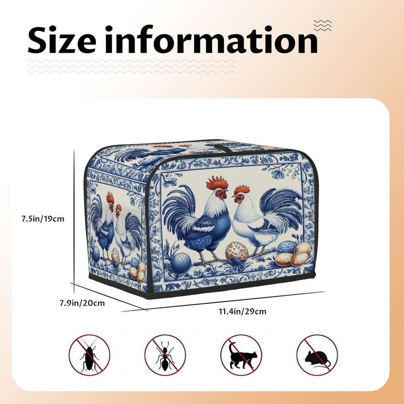 Toaster Cover 2 Slice, Blue Patterned Chicken Egg Waterproof Small Appliance ... gallery
