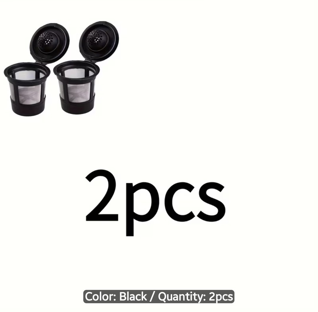 Reusable Coffee Filter Pods/Capsules Cups, Black 2-Pack For Keuring Nespresso gallery