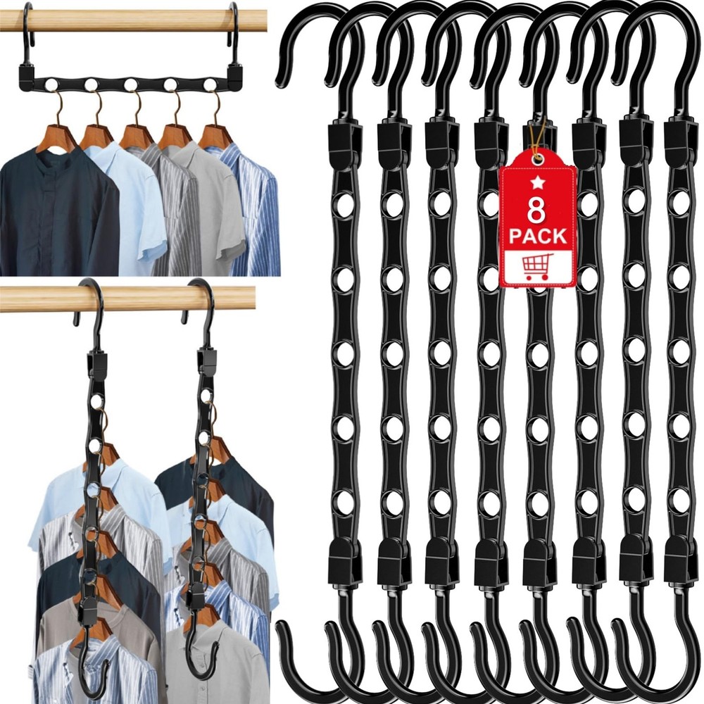 8 Pack Hangers Space Saving Magic Space Saver Storage Smart Plastic Clothes H...