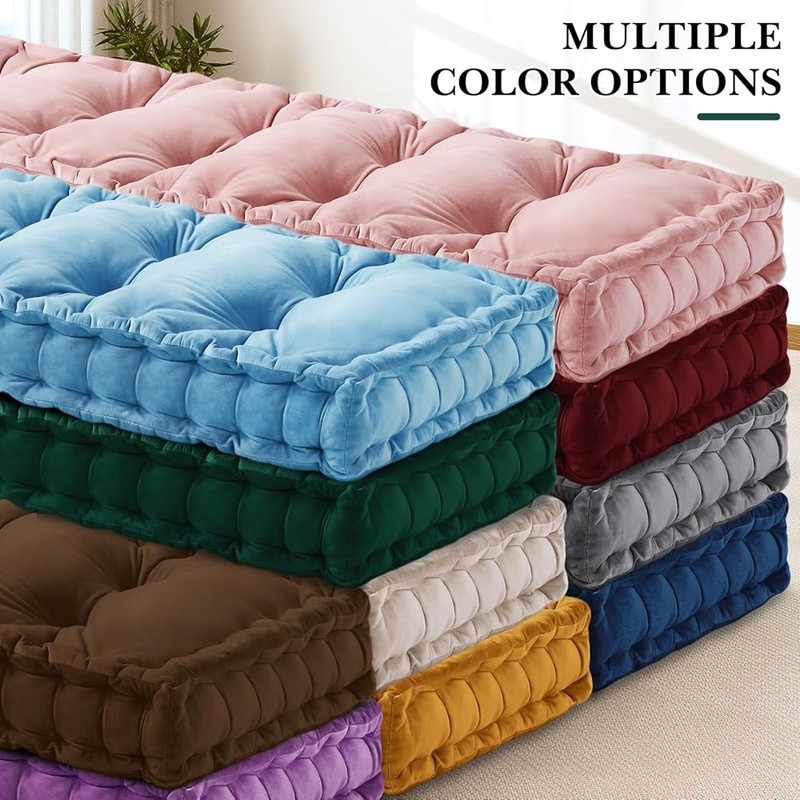 Velvet Memory Foam Bench Cushion Tufted Pillow Indoor Seating Comfort Decor New gallery