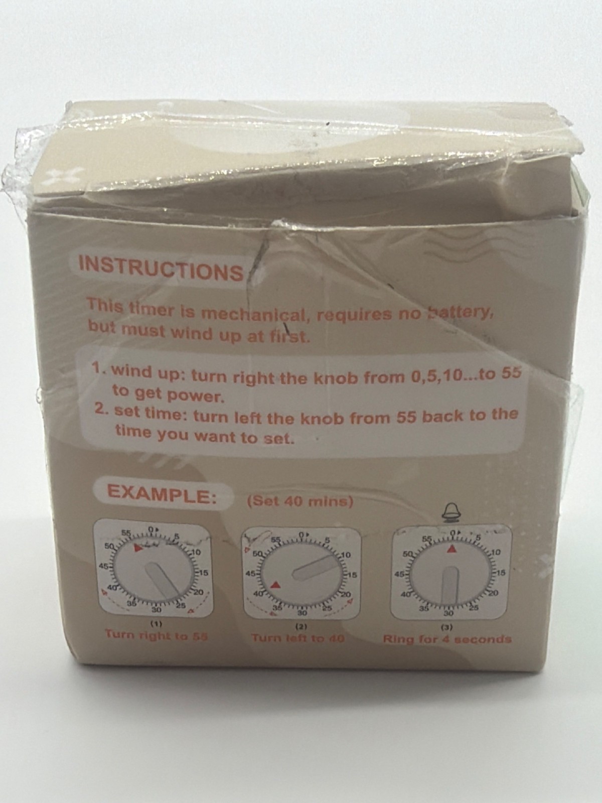 Mechanical Kitchen Timer 55-Minute Countdown With Magnetic Back No Battery Requi gallery