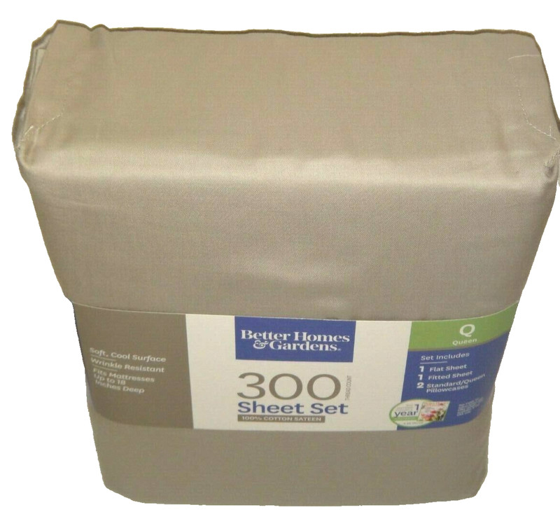 Better Homes &Gardens 300 Thread Count 4-PC QUEEN Q SHEET SET 100% COTTON SATEEN gallery