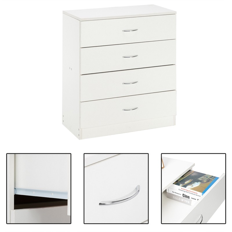 Modern Single White Storage Cabinet With 4 Drawers, Durable Cabinet Organizer gallery