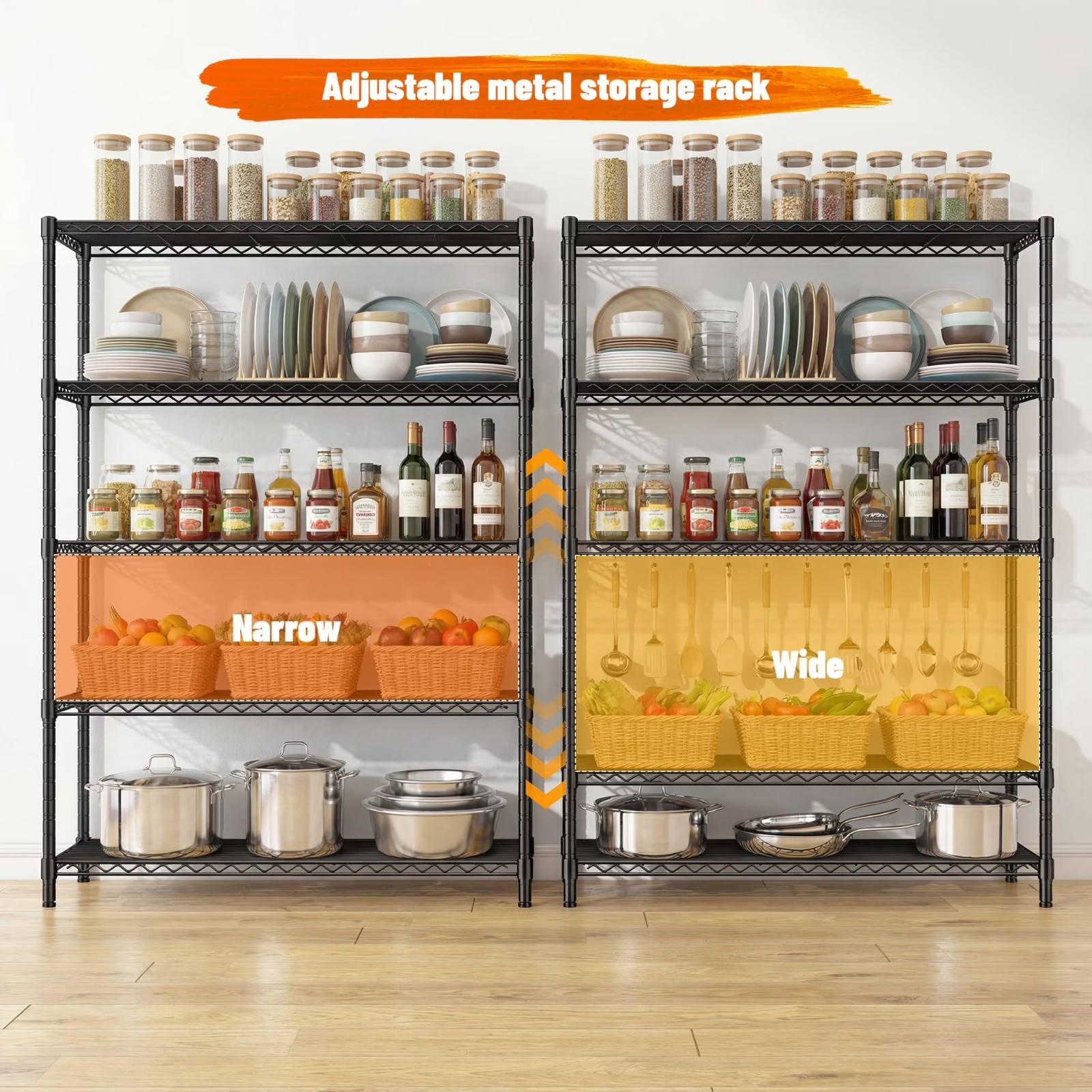 5 Tier Metal Wire Shelving Unit Adjustable Storage Rack 36 x 14 x 72 Inch Black gallery