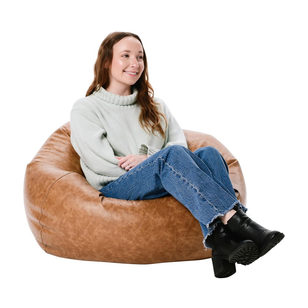 Factory Direct Partners 35 Rustic Western Bean Bag Chair Distressed Faux