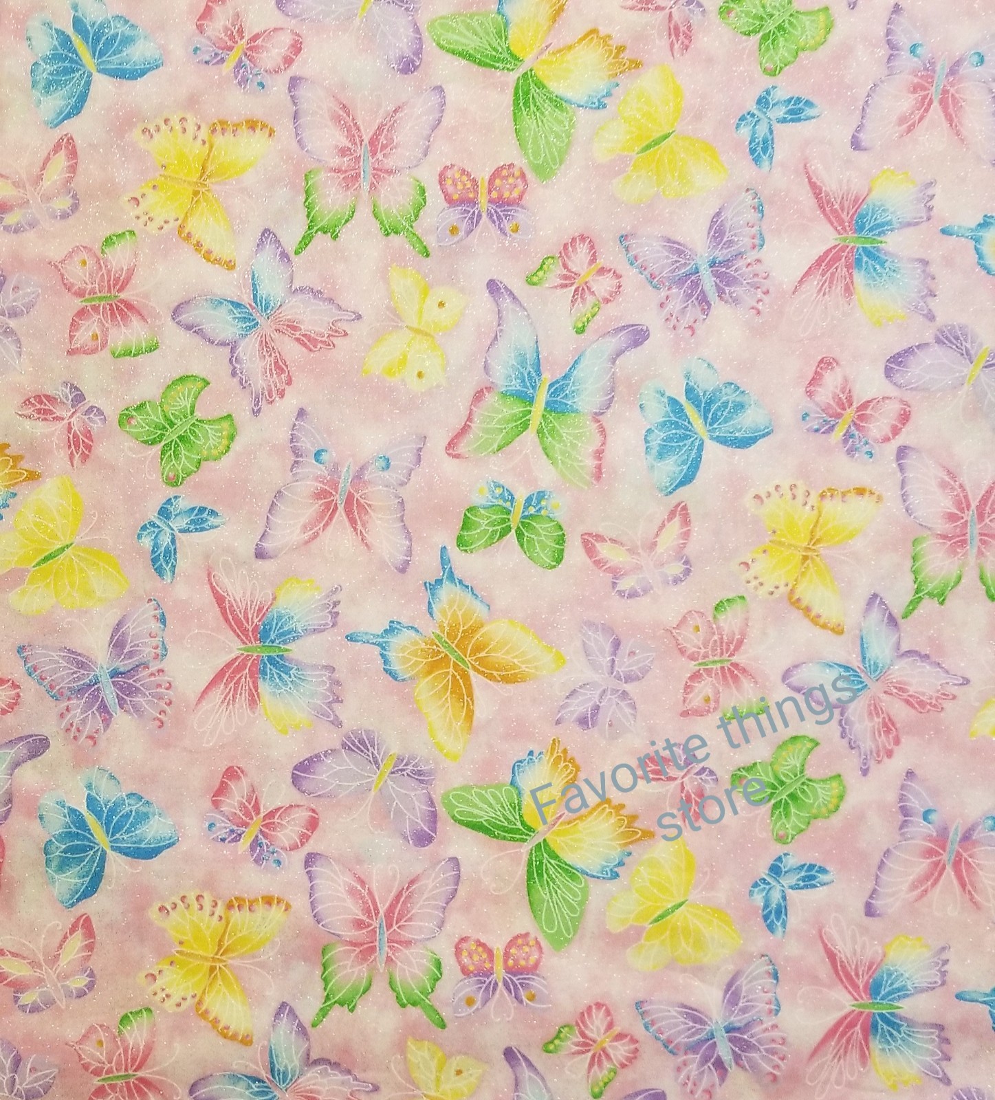 BTHY X 44" W GLITTER BUTTERFLIES INSECTS (PINK) NEW COTTON FABRIC OOP Pretty! gallery