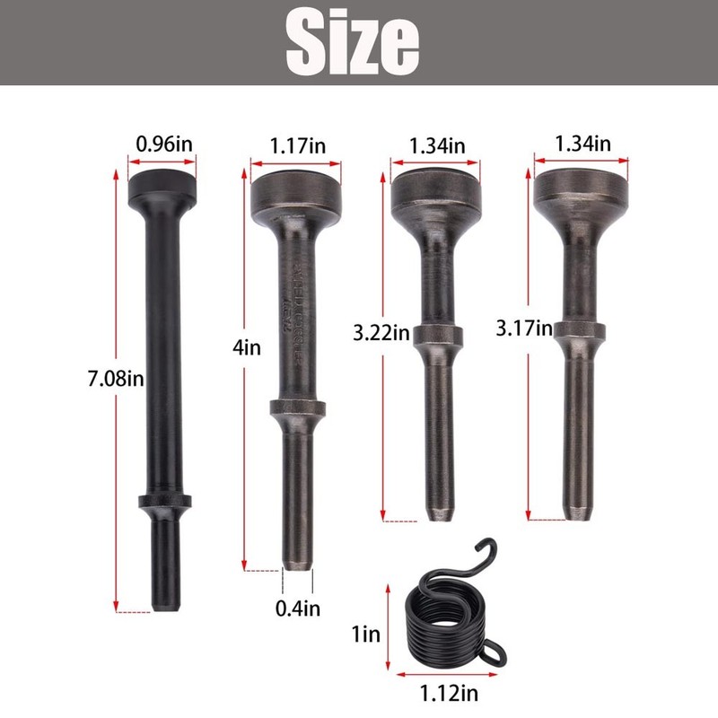 5Pack Smoothing Pneumatic Air Hammer Bits Air Chisel Bits Tool Set W Spring NEW gallery