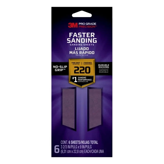 3M Precision Sanding Sheets 3 2/3 in x 9 in, 220 grid, 6 Sheets 6 Pack gallery