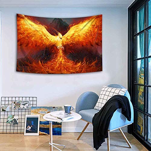 Secular Bird Tapestry Phoenix Flame Bird Flying to The Sky 60"L x 40"W gallery