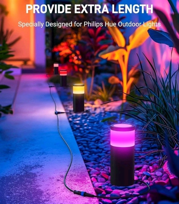 8-Foot (4 Pack) Waterproof Cable Extension for Philips Hue Outdoor 24V Lights gallery