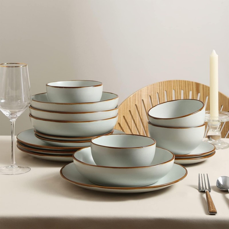 Stone Lain Stoneware 16pc Dinnerware Set, Service for 4, Light Green (Open Box) gallery