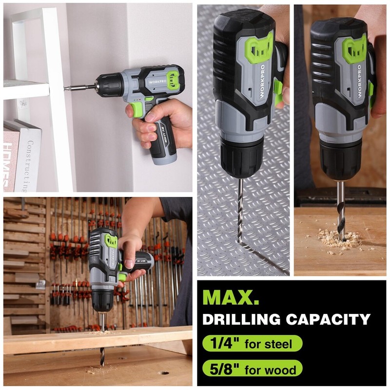 WORKPRO 8V Cordless Drill Driver Set 53pcs Bit Electric Drill 3/8" Keyless Chuck gallery