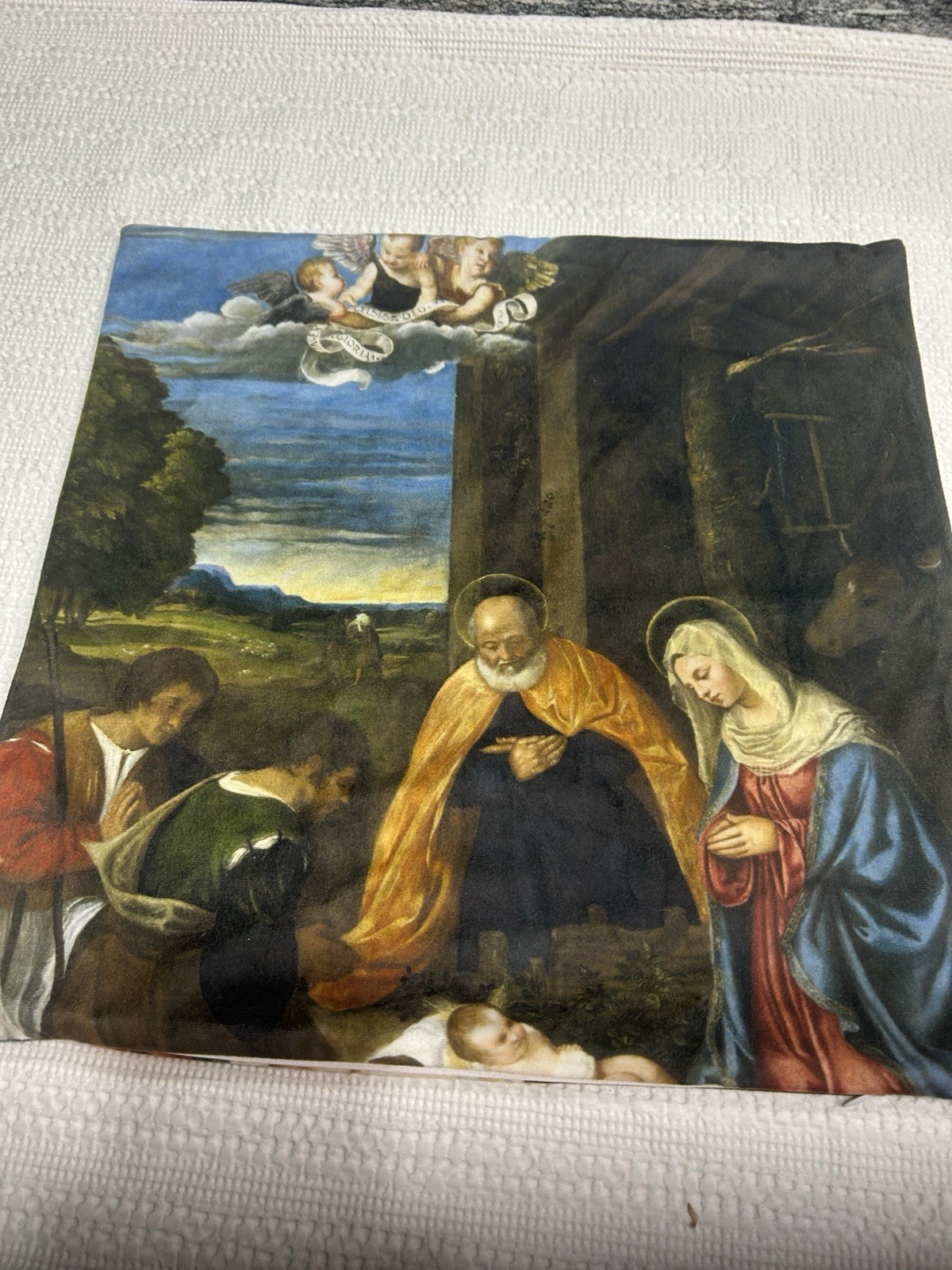 Nativity With Shepherds Reproduction Pillow Cover 18” Square Zipper Close New gallery
