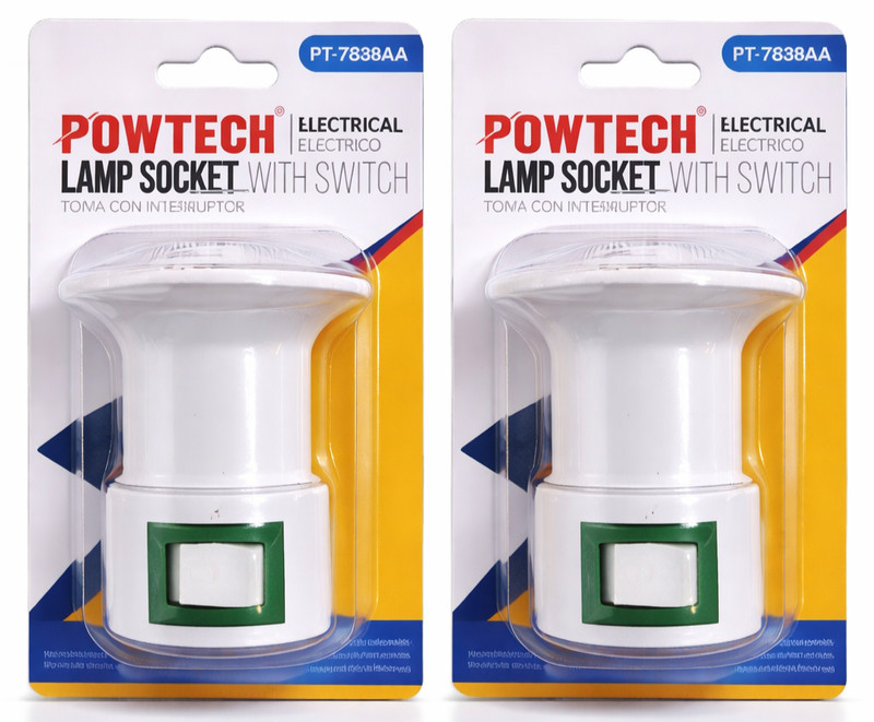 2 Pack POWTECH Plug-In Lamp Socket with Switch Light Bulb Holder Adapter ON/Off gallery