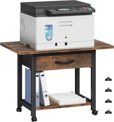 Large Printer Stand with Storage Drawer, 2-Tier Under Desk Table for Home Off…