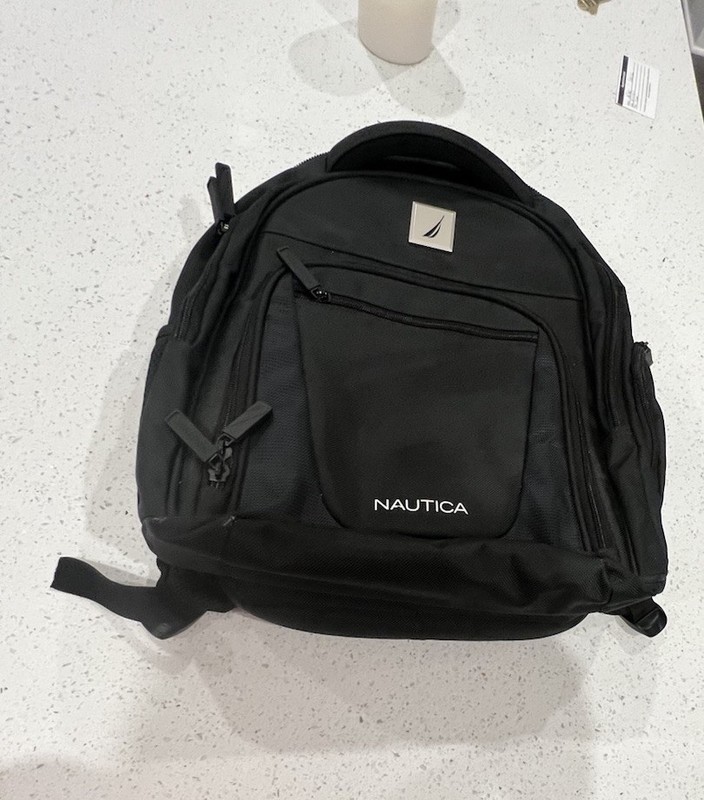 Nautica Logo Padded Back & Straps Polyester Backpack Black 2