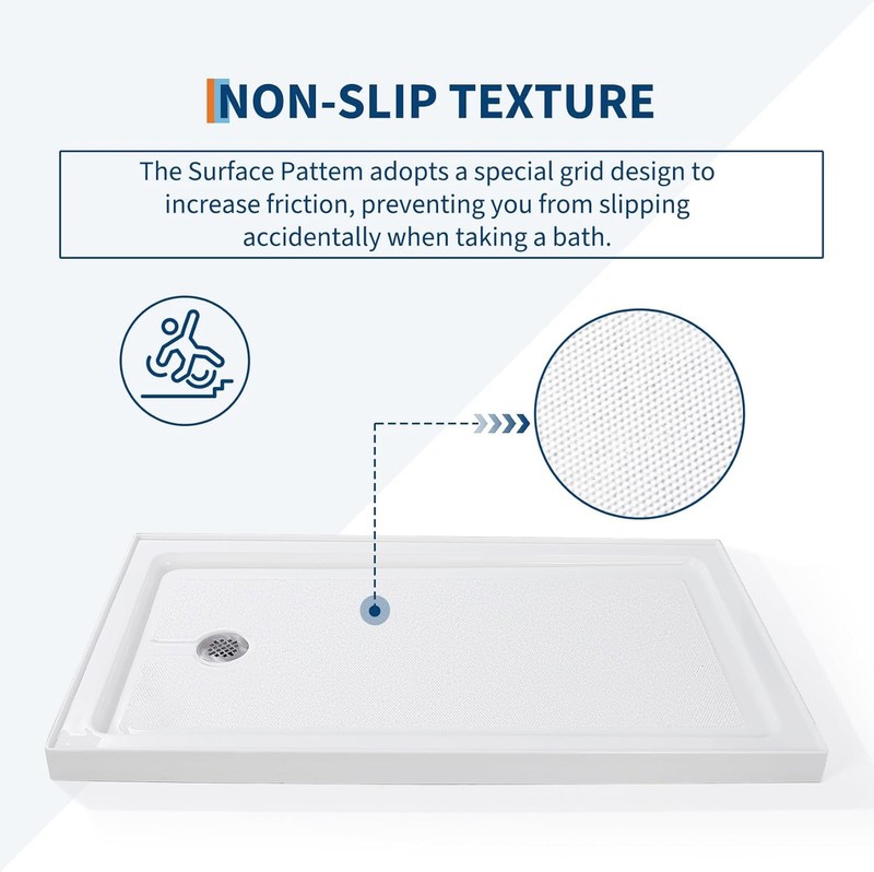 60"x32" Shower Base Pan Single Threshold Shower Drain With Stainless Steel Cover gallery