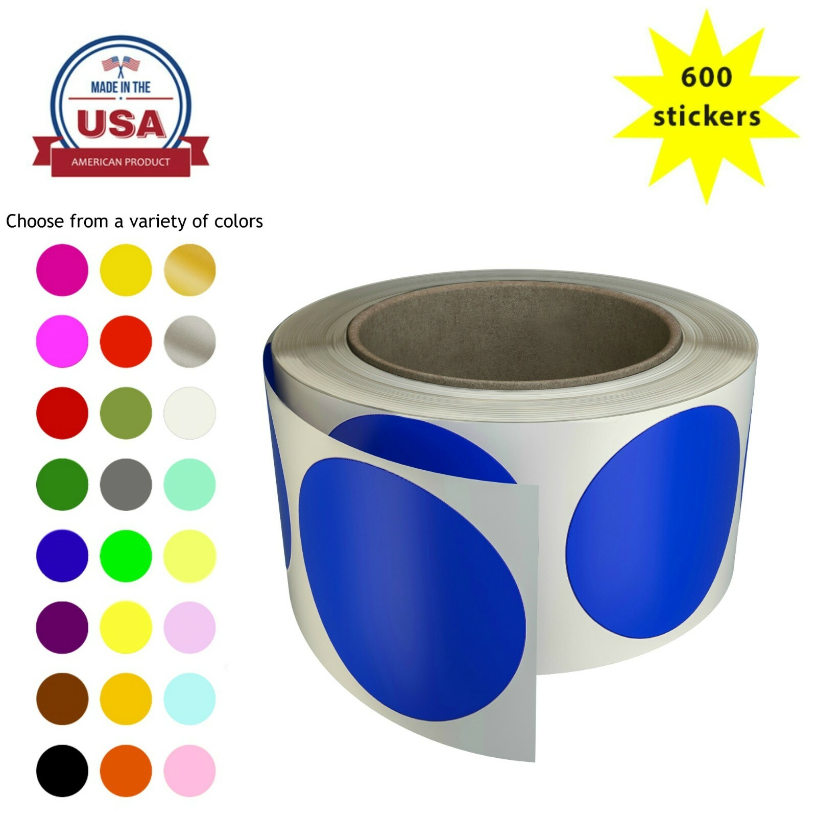 Sticker Labes 2 Inch in Roll Round Marking Dots 50mm Craft 5cm Circles 600 Pack gallery