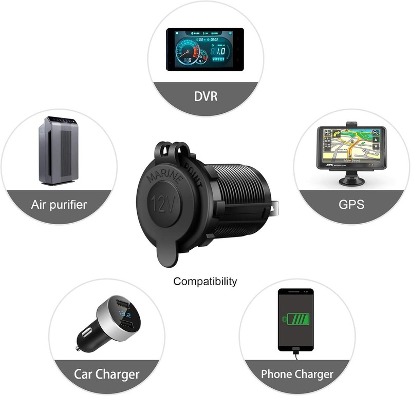 Durable Cigarette Lighter Socket with Fuse Protection - Ideal for Cars & ATV gallery