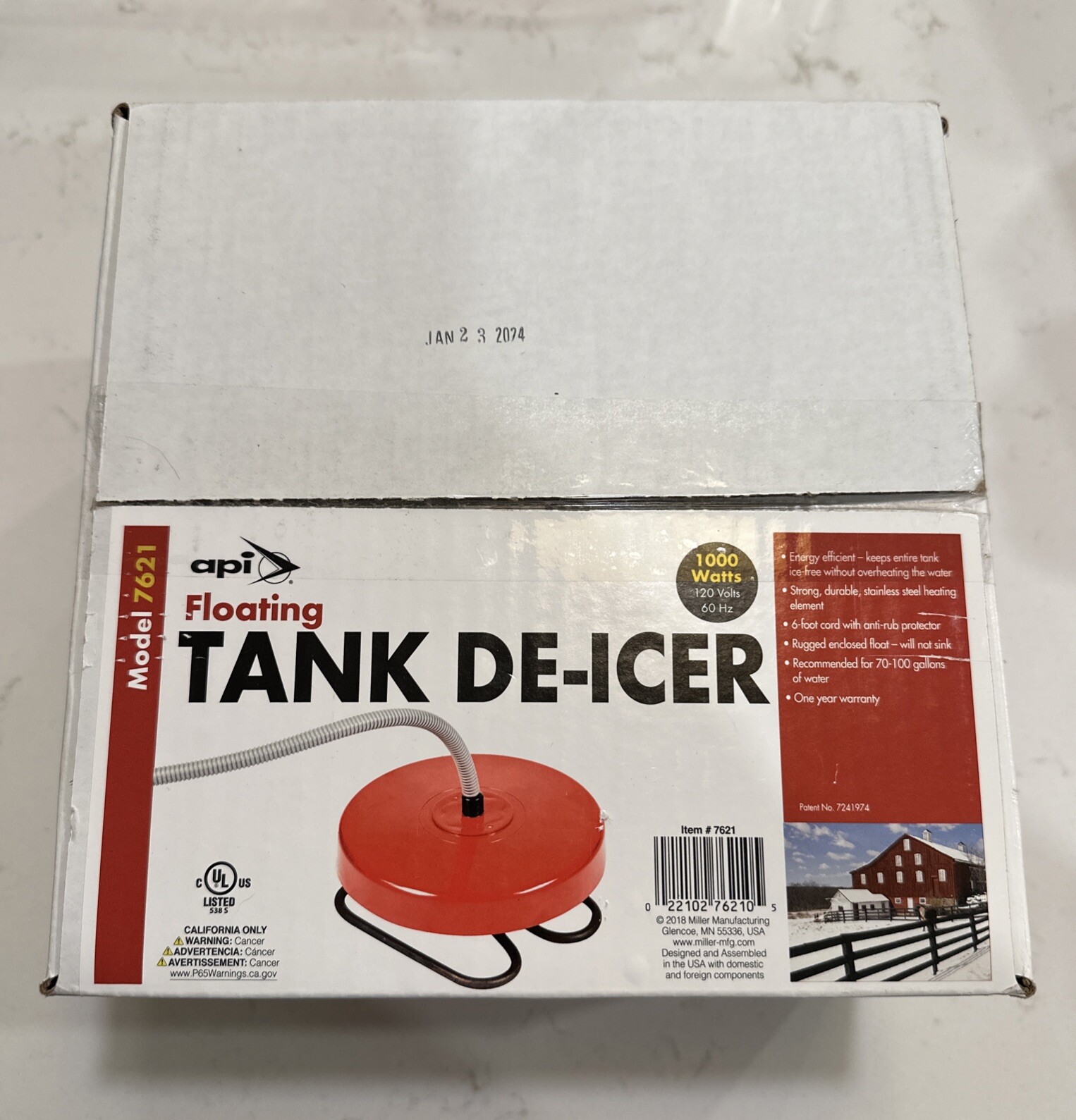 Allied Precision 7621 1000-Watt Floating De-Icer, Red (70-100 Gallons) gallery