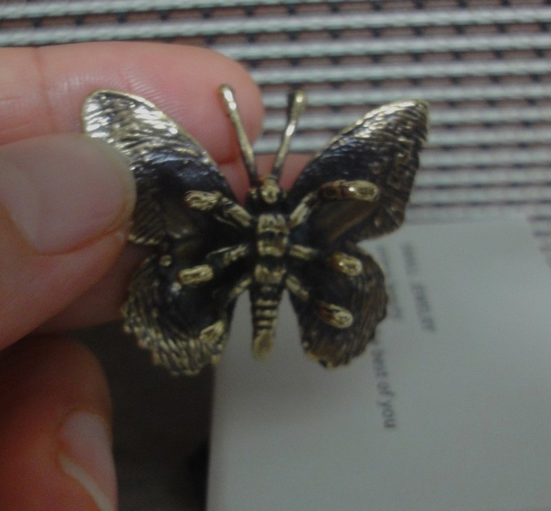 Solid Brass Butterfly Figurine Vintage Style Bronze Color Statue Home Decor gallery
