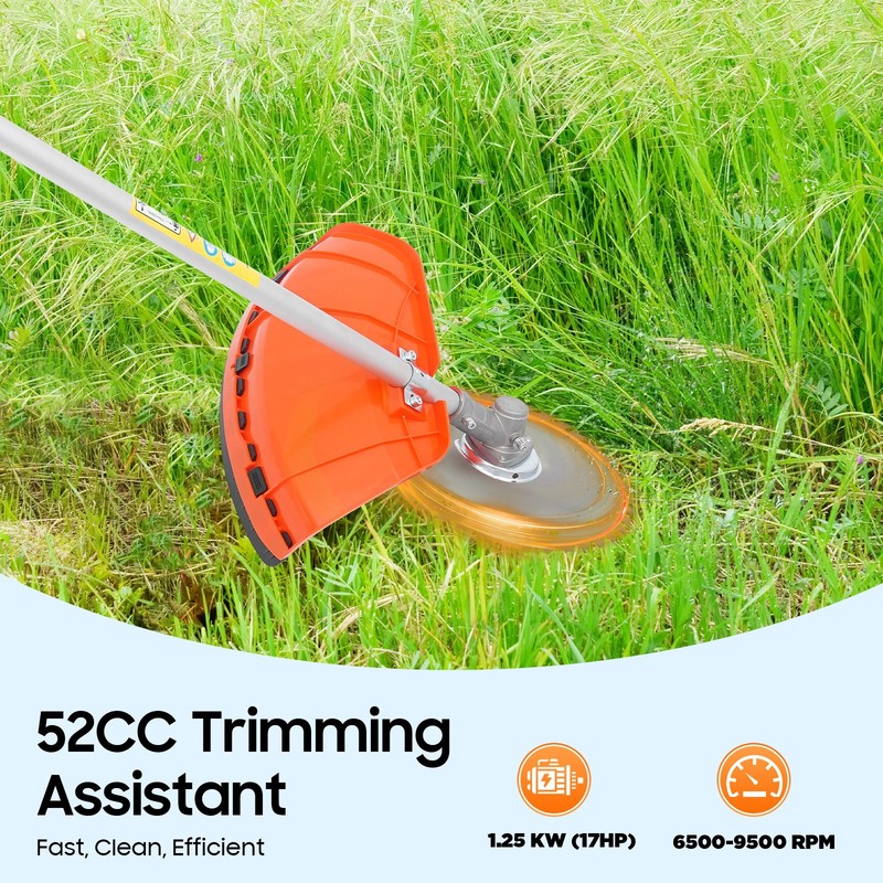 5-in-1 Multi-Functional Trimming Tool Gas Hedge Trimmer 52CC 2-Stroke Weed Eater gallery