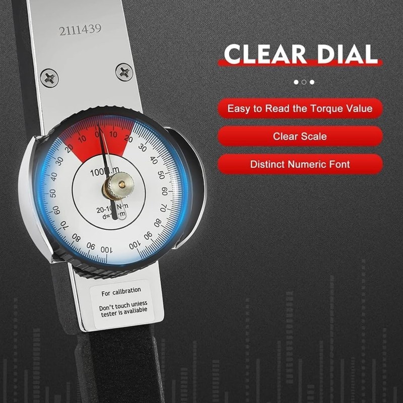 Dial Indicator Torque Wrench w/Box, 1/2" Drive Indicating Torquemeter 0-100 NM gallery