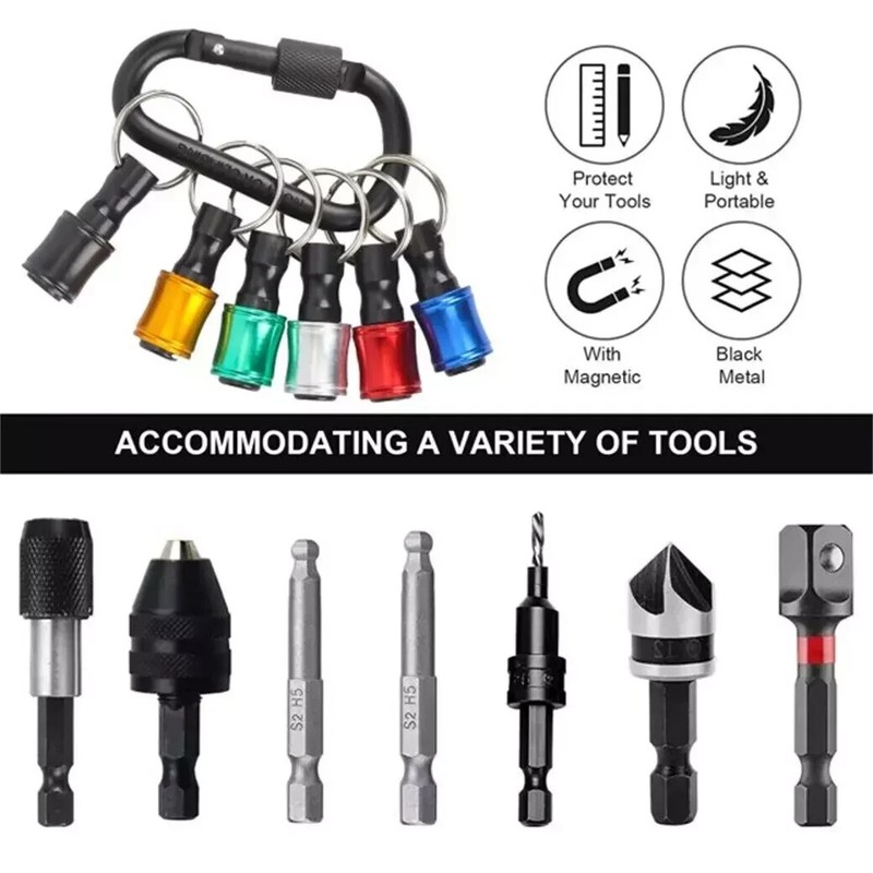 6Pcs 1/4" Hex Shank Quick Release Keychain Screwdriver Drill Bit Holder Bits Set gallery