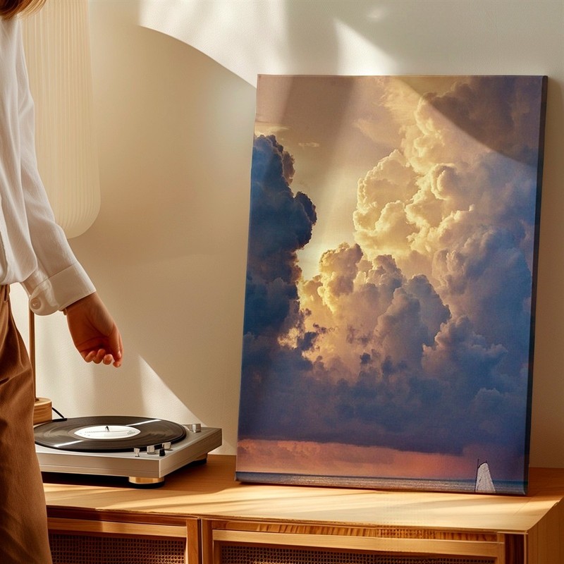 Wall Art Dramatic Cloudscape Seascape Sailboat Sunset Canvas Print Coastal Decor gallery