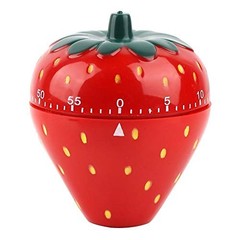 Kitchen Timer Strawberry Shaped Wind Up 60 Minutes Manual Countdown