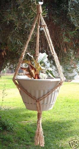 Macrame Plant Hanger 35 inch SIMPLE 3-ARM Natural 6ply All Natural JUTE gallery