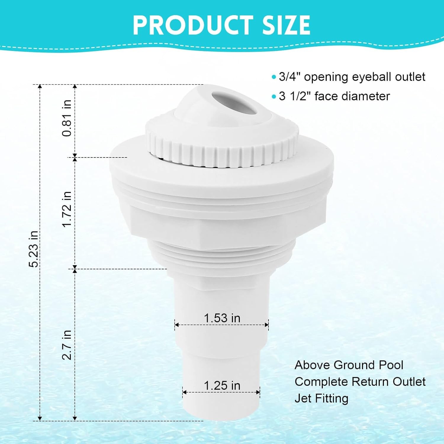 SP1023 Above Ground Pool Return Jet Kit Complete with Directional Eyeball, Gaske gallery