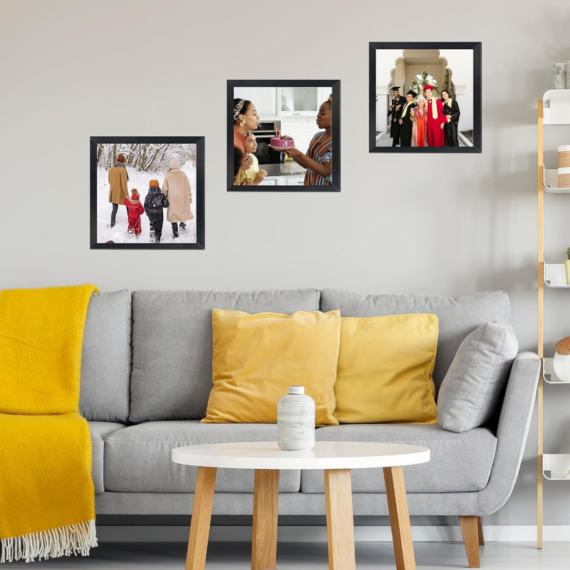 7x7 Black Picture Frame Square Wall Tabletop Photo Frame Plexiglass Display gallery