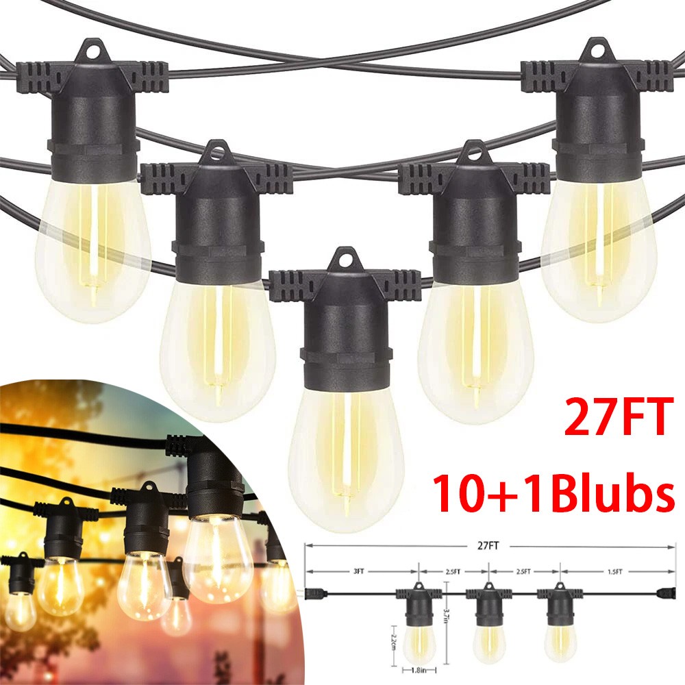 27ft String Lights S14 LED Warm Shatterproof IP65 for Outdoor Garden Patio Yard gallery