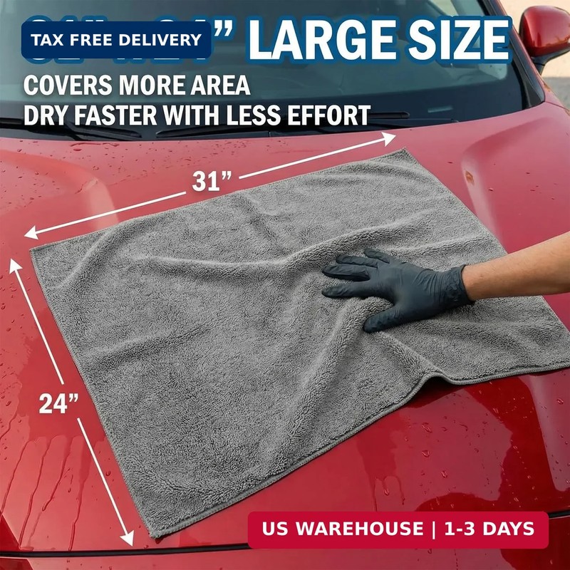 2 Pack Professional Large Microfiber Car Drying Towels (31" x 24"), Scratch Free gallery