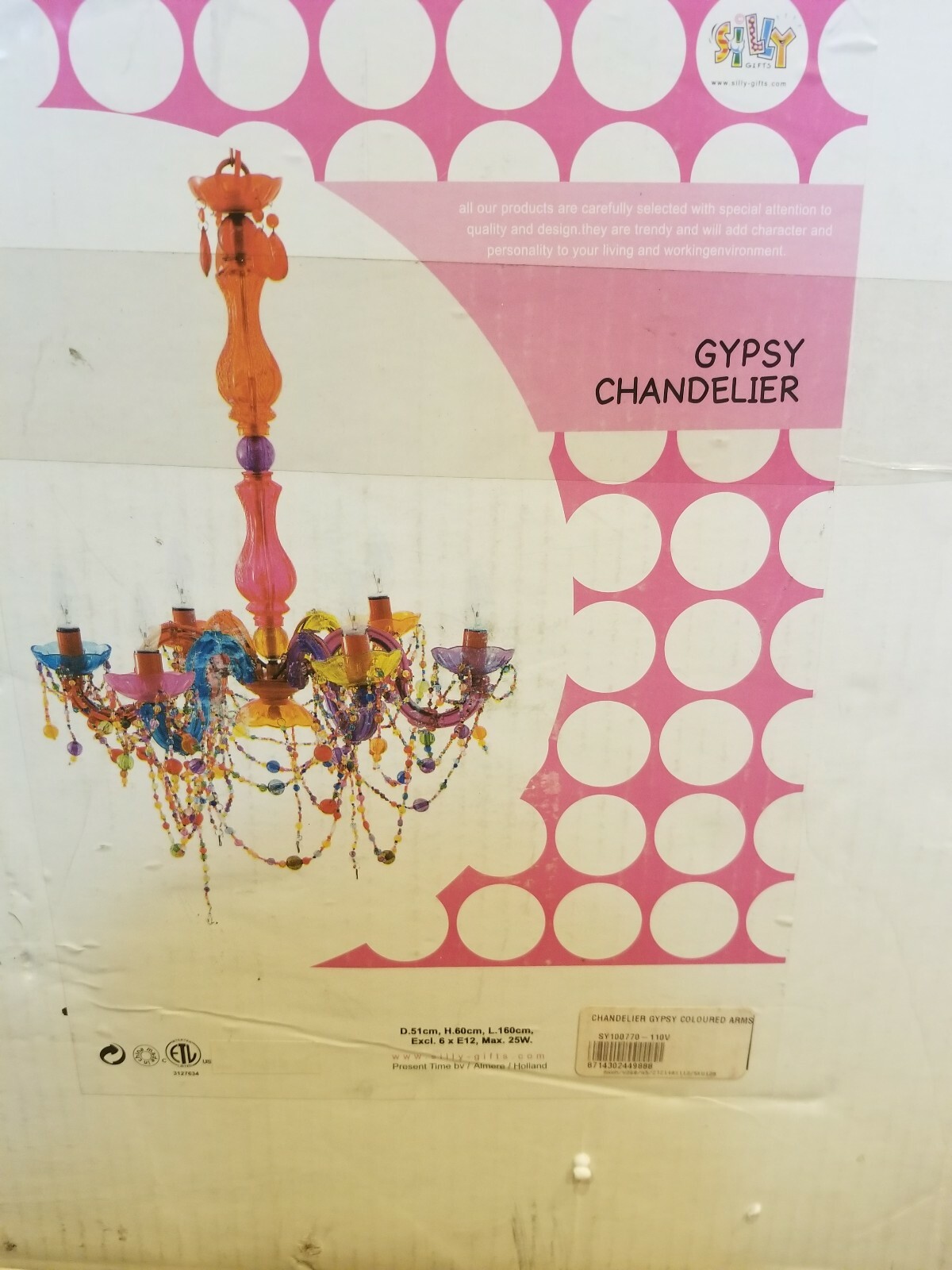 NEW Gypsy Chandelier Boho 6 Light Arms Multi Coloured LM241 Girl's Room Pink gallery