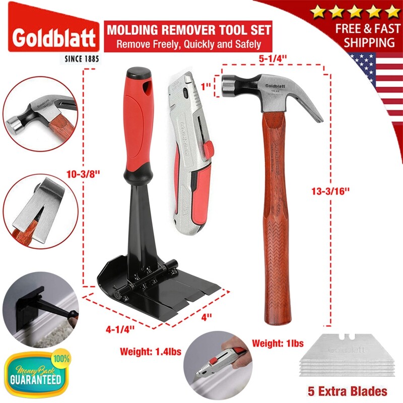 GOLDBLATT Molding Remover Tools Set Multi-tool Retractable Utility Knife Hammers gallery