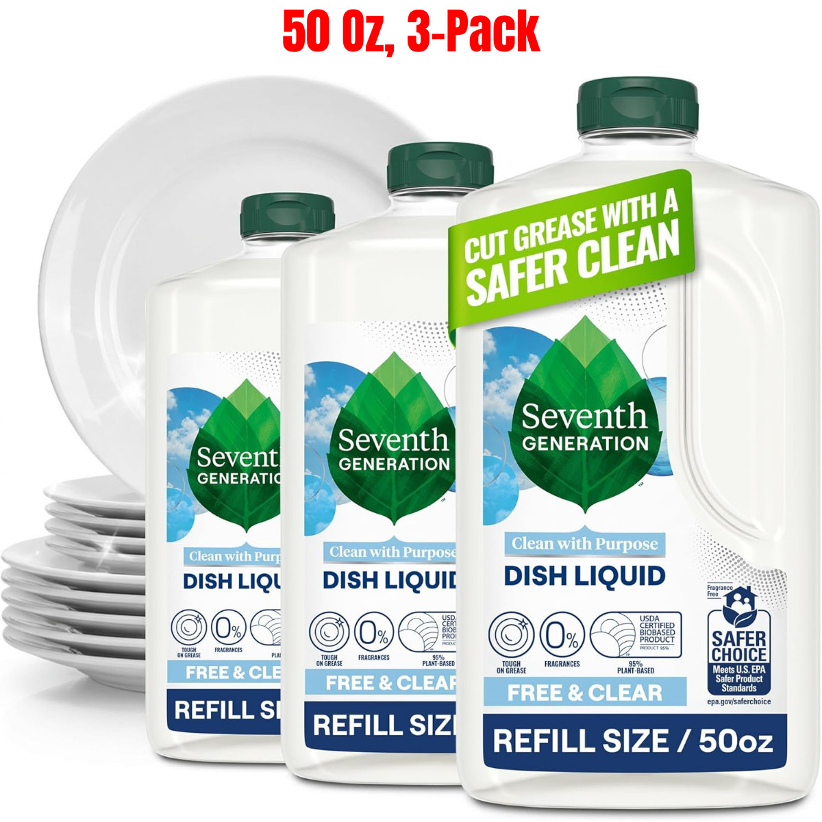 Seventh Generation Dish Soap Refill, Free & Clear, 50 fl oz, 3 Pack, Free Ship gallery