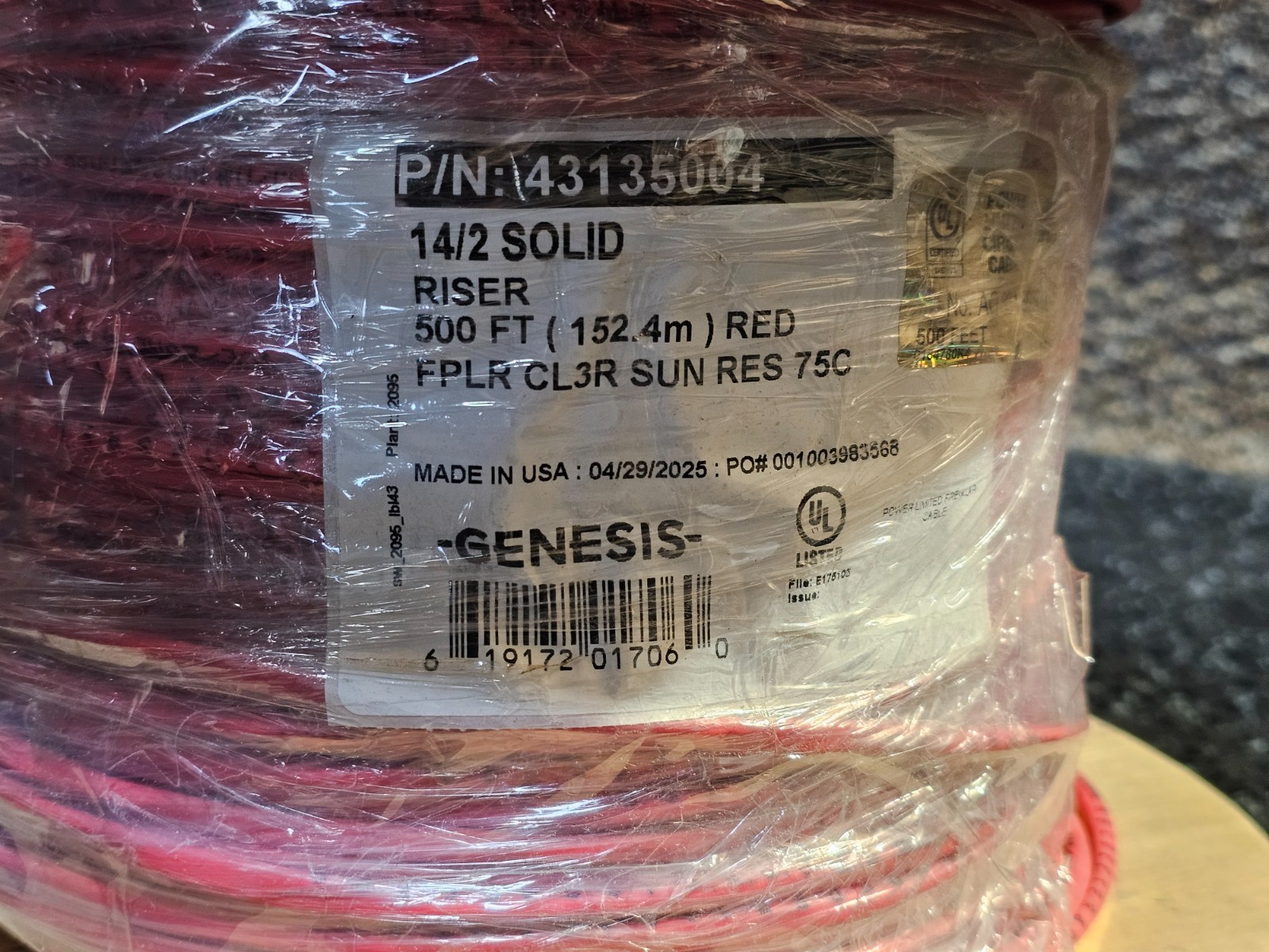 500 ft GENESIS 14/2 Solid Riser Cable Wire Red 43135004 Polyvinyl Chloride (PVC) gallery