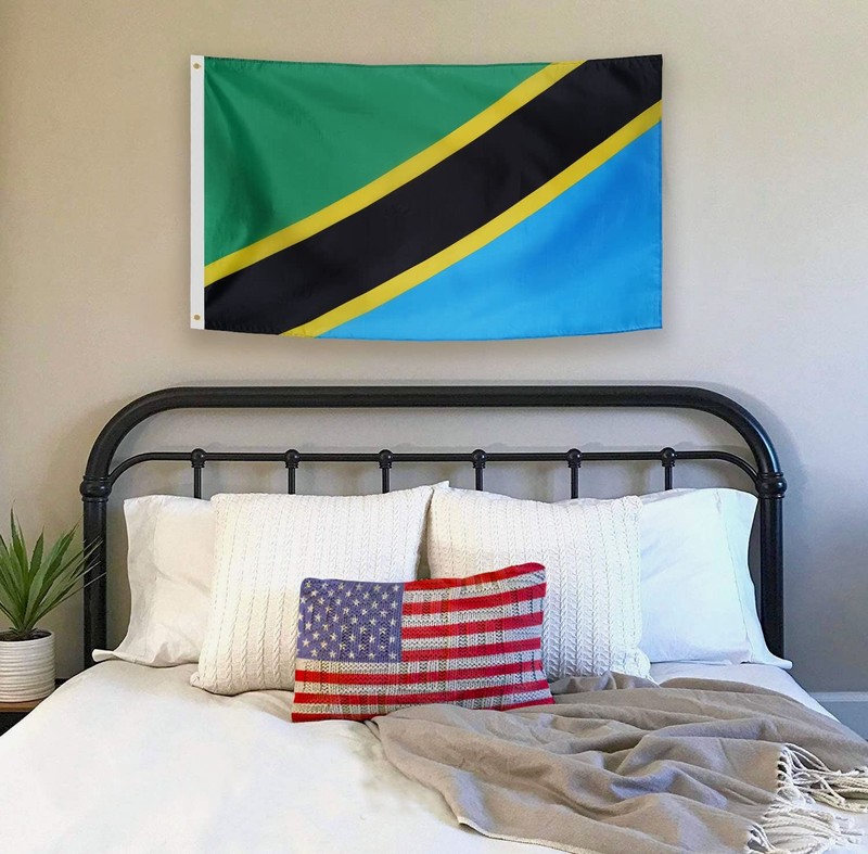 DANF Tanzania Flag 3x5 Ft Thick Polyester, Fade Resistant, Brass Grommets, Canva gallery