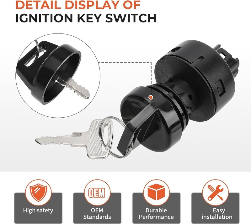 M MATI Ignition Key Switch 3 3 Position 4 Pin Sealed (20x18.7mm), hbd-336 gallery